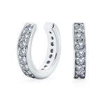 Minimalist Ear Cuff Cartilage CZ Band Clip Wrap Helix Earrings Sterling Silver