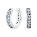 Minimalist Ear Cuff Cartilage CZ Band Clip Wrap Helix Earrings Sterling Silver
