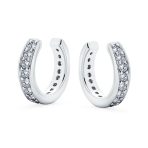 Set of 2 Ear Cuff Cartilage CZ Band Clip Wrap Helix Earrings Silver Gold Plated - Image 2
