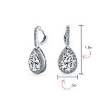 Classic 7CT Aqua Blue Cubic Zirconia CZ Large Teardrop Earrings Hinge Clip Closure - Image 28