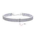 Simple Classic Sparkly 3 Row Rhinestone Bridal Necklace for Weddings and Proms - Image 3