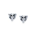 Set of 2 Cubic Zirconia .5CT Solitaire Heart Shaped CZ Stud Earrings Gold .925 Sterling Silver 5MM - Image 2