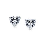 Set of 2 Heart CZ Solitaire Stud Earrings 1CT Sterling & 2CT Gold Plated Silver - Image 4