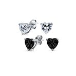 Set of 2 1CT Heart Shaped CZ Stud Earrings Rose Gold Plated Sterling Silver 7MM - Image 4