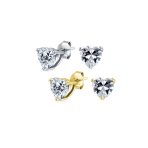 Set of 2 1CT Heart Shaped CZ Stud Earrings Rose Gold Plated Sterling Silver 7MM - Image 5