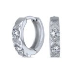 Set of 2 CZ Pave Circle & XO Crisscross Huggie Hoop Earrings Sterling Silver - Image 3