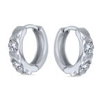 Set of 2 CZ Pave Circle & XO Crisscross Huggie Hoop Earrings Sterling Silver - Image 4