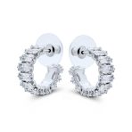 Classic Timeless Emerald Cut CZ Cubic Zirconia Huggie Mini Hoop Earrings 0.5 Inch Dia - Image 2