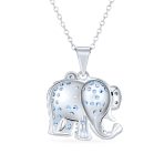 Blue Cubic Zirconia Pave CZ Good Luck Elephant Pendant Necklace Sterling Silver - Image 2