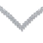Art Deco Style Bridal Cubic Zirconia Statement CZ Collar Statement V Shape Decollete Necklace - Image 2
