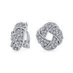 Fashion Twist Braided Crystal Love Knot Clip-On Earrings Non-Pierced Ears