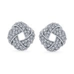 Set of 3 Twist Braided Crystal Love Knot Clip-On Earrings Rose Gold Plated - Image 2