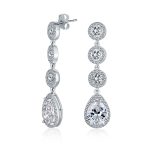 Classic Bridal Triple Round Pave CZ Dangle Chandelier Earrings GoldSilver Plated - Image 2