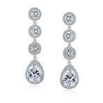Classic Bridal Triple Round Pave CZ Dangle Chandelier Earrings GoldSilver Plated - Image 4