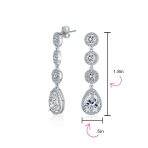 Classic Bridal Triple Round Pave CZ Dangle Chandelier Earrings GoldSilver Plated - Image 8