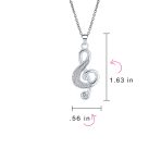 Music Teacher Student Treble Clef Pendant Necklace with CZ Musical Note Silver - Image 4