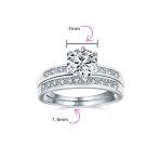 Classic 2CT Round Solitaire 6 Prong Solitaire Pave Band CZ Engagement Ring Set Band Sterling Silver - Image 4