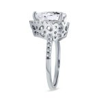 7CT Pear Halo CZ Solitaire Teardrop Statement Engagement Ring .925 Sterling Silver - Image 3