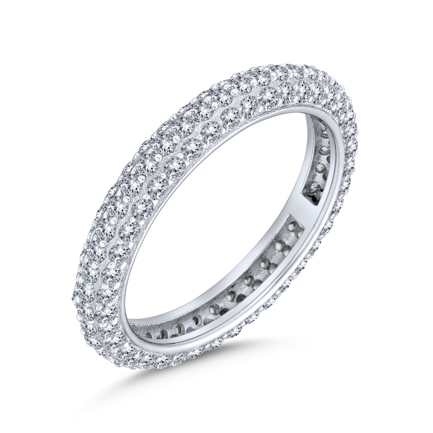 silver-cz-ring-wedding-band_pk-a36-1nu4-s_20_2 Pave CZ Cocktail Statement Ring 14K Gold Plated Sterling Silver Stackable Band - Image 1