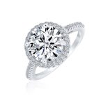 Classic 3CT Clear Yellow CZ Round Solitaire Halo Engagement Ring .925 Sterling Silver Thin Pave Band - Image 3