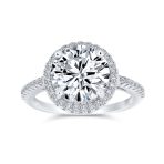 Classic 3CT Clear Yellow CZ Round Solitaire Halo Engagement Ring .925 Sterling Silver Thin Pave Band