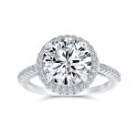 Classic 3CT Clear Yellow CZ Round Solitaire Halo Engagement Ring .925 Sterling Silver Thin Pave Band