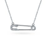 Support Symbol Pendant Necklace for Displaced People CZ Accent Safety Pin