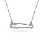 Support Symbol Pendant Necklace for Displaced People CZ Accent Safety Pin