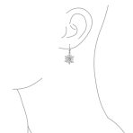 Frozen Winter Drop Dangle CZ Star Snowflake Earrings Sterling Silver Leverback - Image 5
