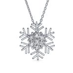 Winter Cubic Zirconia Snowflake Pendant Necklace in Sterling Silver