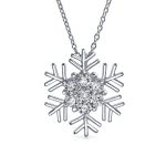 Winter Cubic Zirconia Snowflake Pendant Necklace in Sterling Silver