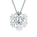Winter Cubic Zirconia Snowflake Pendant Necklace in Sterling Silver - Image 3