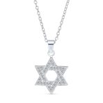 Cubic Zirconia Star of David Pendant Necklace 14K Gold Plated Silver Jewish Gift - Image 2