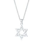 Cubic Zirconia Star of David Pendant Necklace 14K Gold Plated Silver Jewish Gift - Image 4