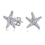 Delicate CZ Stud Earrings: Nautical Starfish in 14K Rose Gold Sterling Silver
