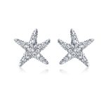 Delicate CZ Stud Earrings: Nautical Starfish in 14K Rose Gold Sterling Silver - Image 3
