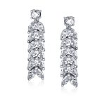 Art Deco Style Jewelry Set Multi Marquise CZ Statement Tennis Necklace & Chandelier Dangle Earrings - Image 3