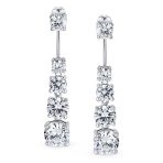 Graduated Cubic Zirconia CZ Stud with Long Linear Jacket Removable Earrings - Image 2