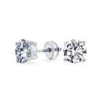 Round Brilliant Cut CZ Stud Earrings Screw Back Rose Gold Sterling Silver 5-9 MM - Image 2