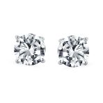 Set of 2 Round Blue Clear CZ Stud Earrings Sterling Silver 5MM Screw Back - Image 19