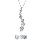 Love Is A Journey Cubic Zirconia7 Solitaire CZ Pendant Necklace Sterling Silver