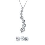 Love Is A Journey Cubic Zirconia7 Solitaire CZ Pendant Necklace Sterling Silver