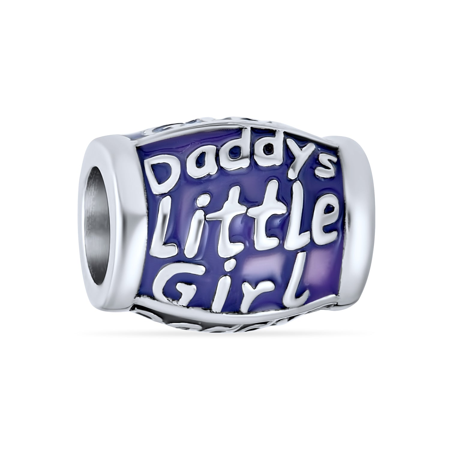 silver-daddy-purple-bead-charm-pbx-he-270_1 Daddy's Little Girl Charm Bead Sterling Silver for European Bracelet - Image 1