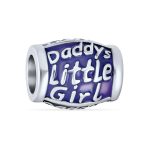 Set of 3 Daddy's Little Girl Solid Lilac Purple Crystal Spacer Charm Bead Silver - Image 2