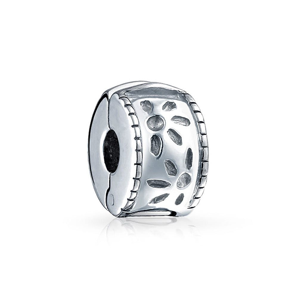 silver-daisy-clasp-stopper-bead_pbx-hcl-40-shine_1 Floral Daisy Clasp Spacer Charm Sterling Silver for European Bracelet - Image 1