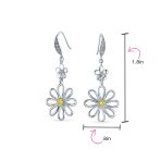 Floral Garden Wedding Canary Yellow CZ Daisy Dangle Chandelier Earrings Silver - Image 8