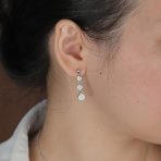 Geometric Dangle Gemstone Earrings with Opal and 14K Gold Plated Sterling Silver - Image 8