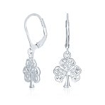 Delicate Irish Triquetra Heart Celtic Knot Clover Dangle Earrings Silver