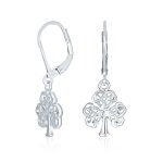 Delicate Irish Triquetra Heart Celtic Knot Clover Dangle Earrings Silver