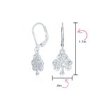 Delicate Irish Triquetra Heart Celtic Knot Clover Dangle Earrings Silver - Image 4